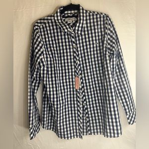 Size 14 Vineyard Vines blue and white checkered button down long sleeve